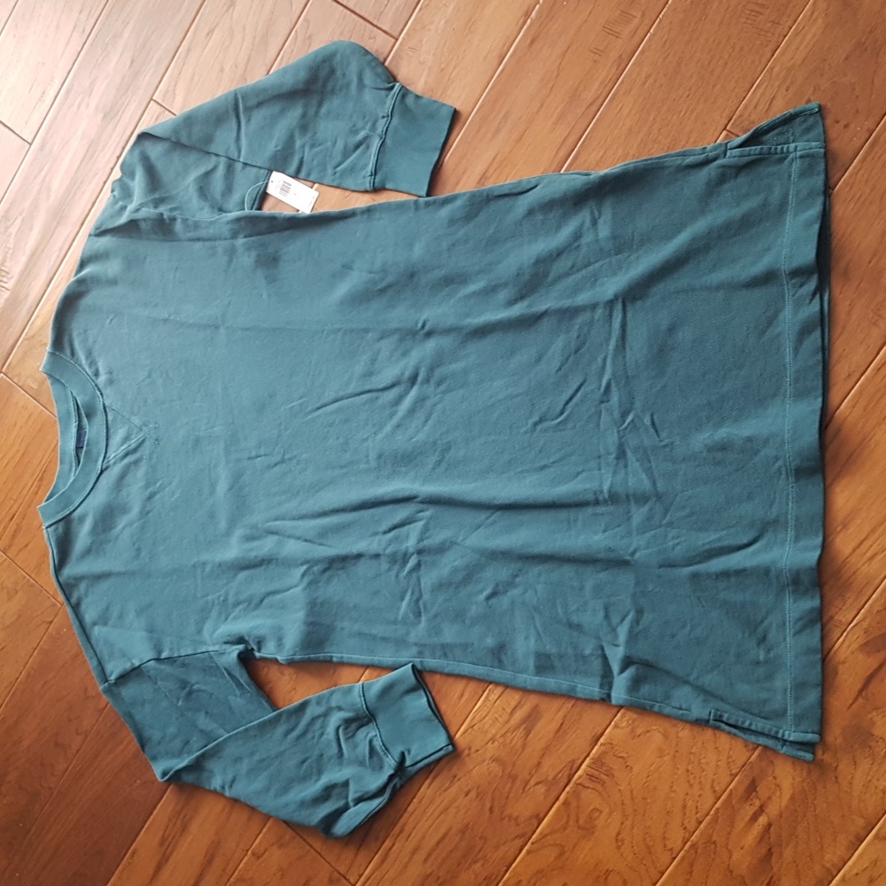 NWT Old Navy Women's Crew Neck Green Teal Long Sleeve Dress Cotton Blend Size L